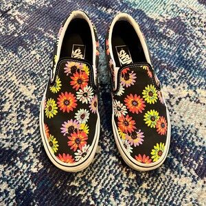 Vans Peace Floral Slip-On Shoes - Black Multi